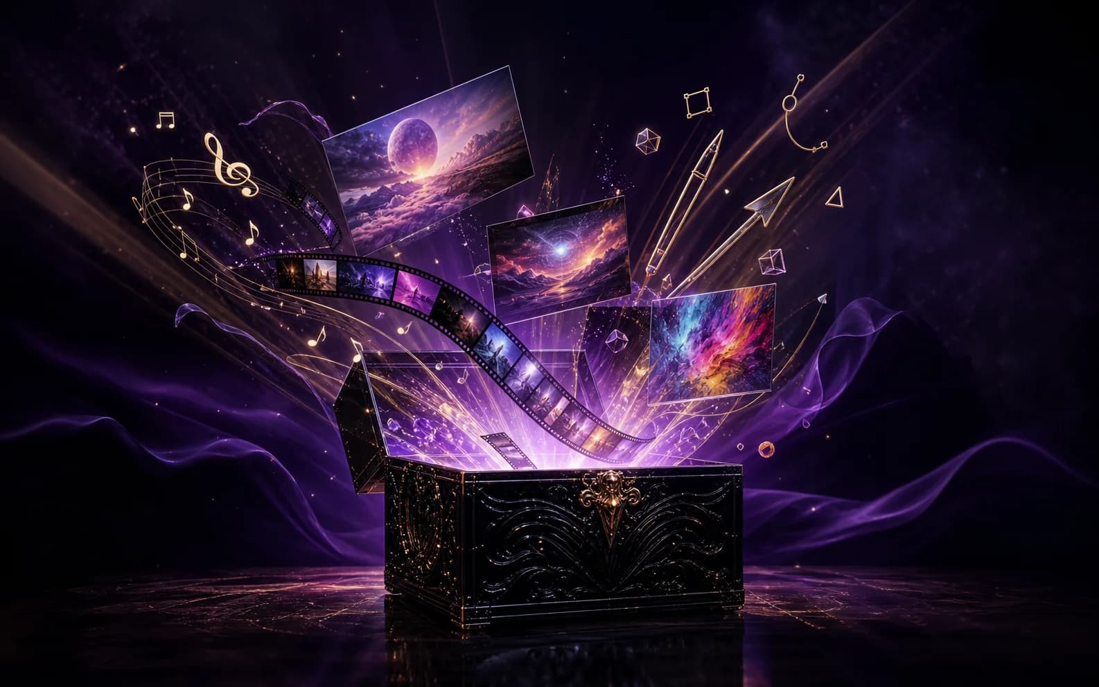Pandora's Forge opening with music, video, and generated imagery